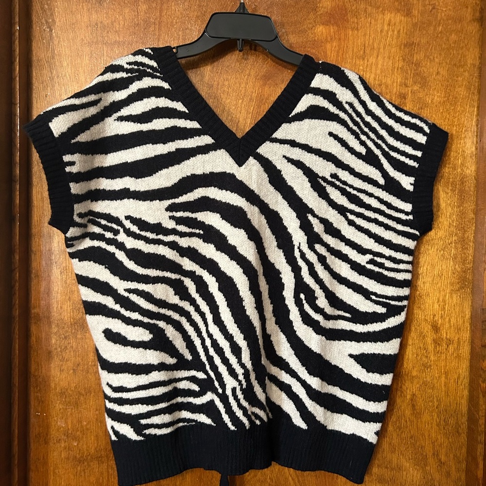 Zebra Print V-Neck Sweater